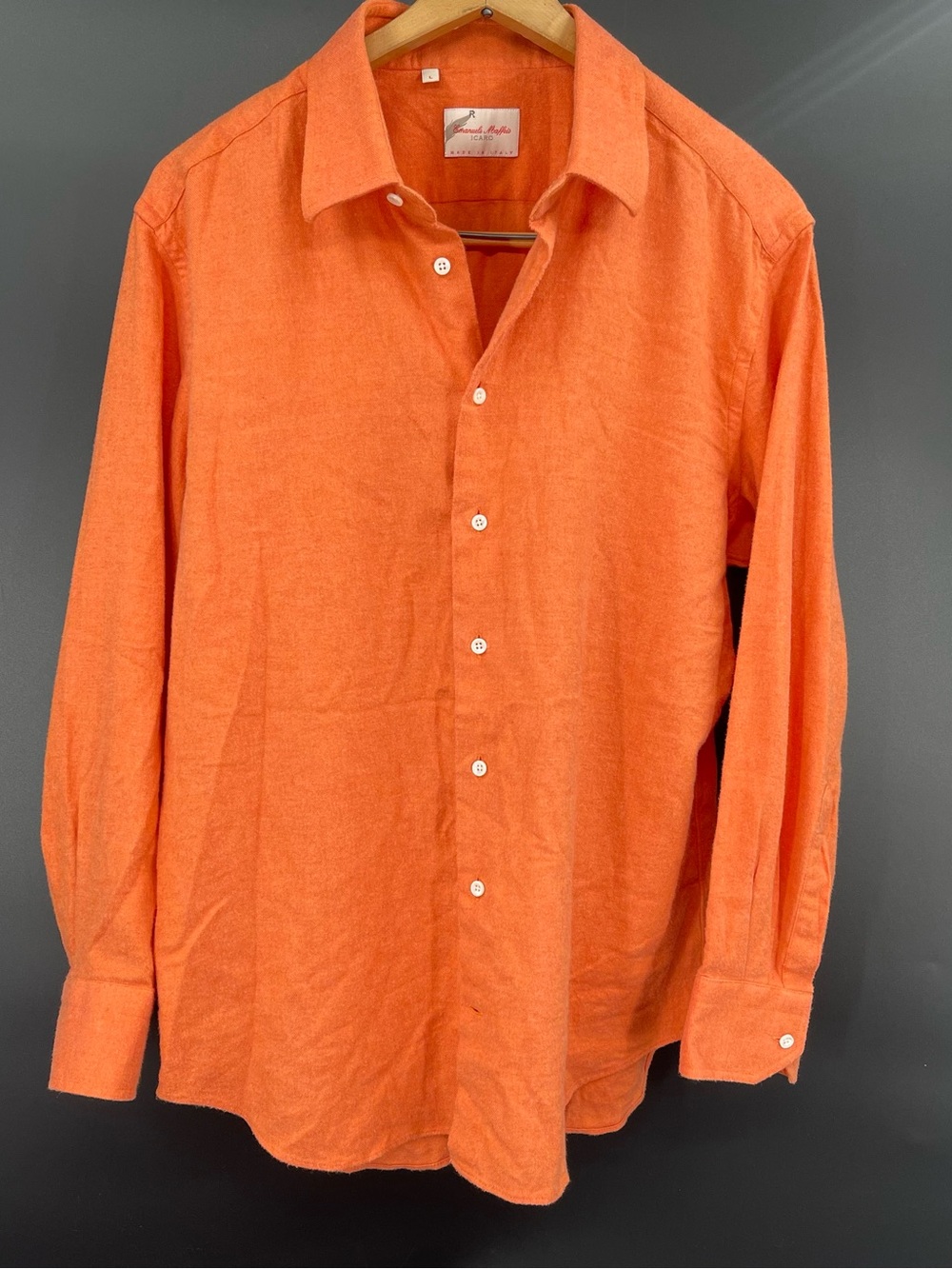 Emanuele Maffeis Italy Designer Orange Button-Down Shirt Mens Large